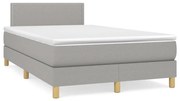 vidaXL Κρεβάτι Boxspring με Στρώμα Ανοιχτό Γκρι 120x190 εκ. Υφασμάτινο