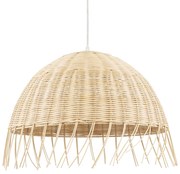 GloboStar JAKARTA 00712 Vintage Κρεμαστό Φωτιστικό Οροφής Μονόφωτο 1 x E27 Μπέζ Ξύλινο Ψάθινο Μπαμπού Καμπάνα Φ50 x Y36cm - 00712