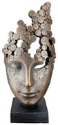 Γλυπτό 'Female Mask' Μοτίβο Προσώπου Πολυρεζίνη Μπρονζέ 10x15x31.5cm