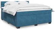 vidaXL Κρεβάτι Boxspring με Στρώμα Μπλε 180x200 εκ. Βελούδινο