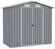 vidaXL Αποθήκη Κήπου Γκρι 205 x 129 x 183 εκ. από Γαλβανισμένο Ατσάλι