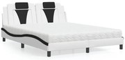 vidaXL Κρεβάτι Viana με Στρώμα Μαύρο/Λευκό 160x200 εκ. από Συνθετικό Δέρμα