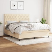 Κρεβάτι Boxspring με Στρώμα Κρεμ 180x200 εκ. Υφασμάτινο - Κρεμ