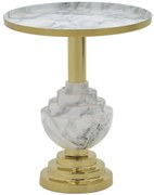 Τραπεζάκι Βοηθητικό Cogent 287-000006 Φ41x44cm Marble Effect Grey-Gold