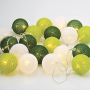 “WOVEN BALL FAIRY LIGHTS” ΠΡΑΣΙΝΗ &amp; ΑΣΠΡΗ ΜΠΑΛΑ 20 LED ΛΑΜΠΑΚ ΣΕΙΡΑ ΜΠΑΤΑΡ(2xΑΑ) ΘΕΡΜΟ ΛΕΥΚΟ IP20 ACA X07201161