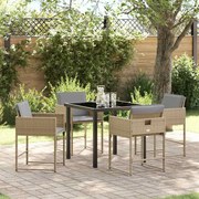 vidaXL Σέτ φαγητού για κήπο 5 pcs Μπεζ συνθετικό ρατάν