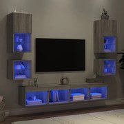 vidaXL Έπιπλα Τοίχου Τηλεόρασης 8 τεμ. LED Γκρι Sonoma από Επεξ. Ξύλο