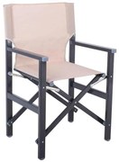 Σκηνοθέτη Πολυθρόνα, Αλουμίνιο Ανθρακί (1,2mm), Textilene Μπεζ (Μονοκόμματο), Πτυσσόμενη 55x46x88cm