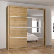 Ντουλάπα Ilona 180x61x215 cm TO-ILO180S Δίφυλλη Melamine, Mirror