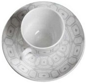Φλυτζάνι Καφέ Με Πιατάκι Ovvio 25.627.17 100ml White-Grey Cryspo Trio Porcelain