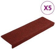 vidaXL Πατάκια Σκάλας 5 τεμ. Μπορντό 65x21x4 εκ. Βελονιασμένα