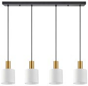 Φωτιστικό Οροφής  SE21-GM-4-4BL-SH1 ADEPT TUBE Gold Matt Pendant White Fabric Shade+ - 77-8602 - 51W - 100W - 77-8602