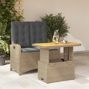 vidaXL Σετ Τραπεζαρίας Κήπου 2 τεμ. Μπεζ Συνθετικό Ρατάν με Μαξιλάρια
