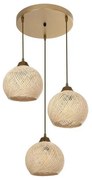 YASAM 203-0024 Vintage Κρεμαστό Φωτιστικό Πλέγμα Τρίφωτο 3 x E27 IP20 Μπεζ Ρατάν-Μ42 x Π42 x Υ54cm Globostar 203-0024 Μπεζ