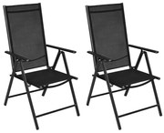 vidaXL Καρέκλες Κήπου Πτυσσόμενες 2 τεμ. Μαύρες Αλουμίνιο / Textilene