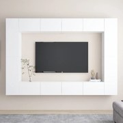 Έπιπλα Τηλεόρασης Σετ 8 Τεμαχίων Λευκό από Επεξ. Ξύλο 3078670