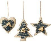 JΚ Home Décor - Στολίδια Υφασμάτινα 10x10cm 3Σχδ