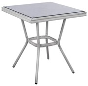 Τραπέζι HARLOW Αλουμινίου Bamboo Look Λευκή Πατίνα με Γυαλί 70x70x76 εκ. 70x70x76 εκ.