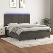 ΚΡΕΒΑΤΙ BOXSPRING ΜΕ ΣΤΡΩΜΑ &amp; LED ΣΚ. ΓΚΡΙ 180X200ΕΚ. ΒΕΛΟΥΔΙΝΟ 3136138