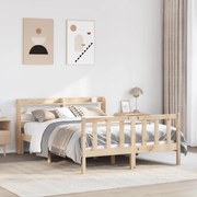 vidaXL Σκελετός Κρεβατιού Χωρίς Στρώμα 150x200 εκ Μασίφ Ξύλο Πεύκου