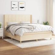 Κρεβάτι Boxspring με Στρώμα Κρεμ 160x200 εκ. Υφασμάτινο - Κρεμ