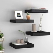 vidaXL Ράφια Τοίχου 4 τεμ. Μαύρα 23 x 23,5 x 3,8 εκ. MDF