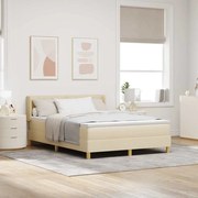vidaXL Κρεβάτι Box Spring με Στρώμα - Κρεμ, 160 x 200 εκ, Ύφασμα.