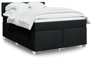 vidaXL Κρεβάτι Boxspring με Στρώμα Μαύρο 140x190 εκ. Υφασμάτινο