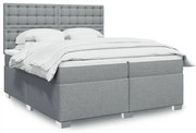 vidaXL Κρεβάτι Boxspring με Στρώμα Ανοιχτό Γκρι 200x200 εκ. Υφασμάτινο