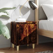 vidaXL Κομοδίνα 2 τεμ. Καπνιστή Δρυς 40x30x50εκ. &amp; Μασίφ Ξύλινα Πόδια