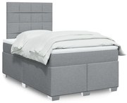 vidaXL Κρεβάτι Boxspring με Στρώμα Ανοιχτό Γκρι 120x200 εκ. Υφασμάτινο