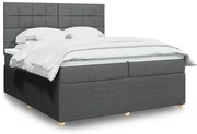 vidaXL Κρεβάτι Boxspring με Στρώμα Σκούρο Γκρι 200x200 εκ. Υφασμάτινο