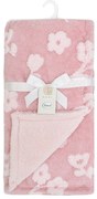 Κουβέρτα Fleece Αγκαλιάς (75x100) Με Γουνάκι Dimcol Flower Coral