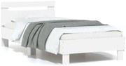 vidaXL Πλαίσιο Κρεβατιού με Κεφαλάρι &amp; λυχνίες LED Λευκό 75 x 190 εκ.