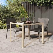 vidaXL Τραπέζι Κήπου για Φαγητό Μπεζ 90 x 90 x 75 cm Πολυ ράταν