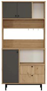 Ντουλάπι Κουζίνας 956LCS3568 88x35,5x180cm Oak-Anthracite Μοριοσανίδα, Μέταλλο