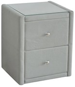 WOODWELL Ε8057,F1WILTON Κομοδίνο Ύφασμα Grey Stone με Προστατευτικό Γυαλί Επιφάνειας 46x41x57cm Ε8057,F1