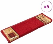 vidaXL Πατάκια Σκάλας Αυτοκόλλητα 5 τεμ. Κόκκινα 65x21x4 εκ.