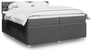 vidaXL Κρεβάτι Boxspring με Στρώμα Σκούρο Γκρι 200x200 εκ. Υφασμάτινο