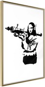 Αφίσα - Banksy: Mona Lisa with Bazooka II - 30x45 - Χρυσό - Χωρίς πασπαρτού