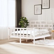 Πλαίσιο Κρεβατιού Λευκό 150 x 200εκ Μασίφ Ξύλο Πεύκου King Size 3101354