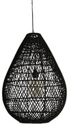 Φωτιστικό Κρεμαστό Ø37xH200cm 1xE27 Rattan Ψάθα Μαύρο Eurolamp 144-33020