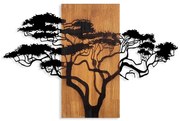 Διακοσμητικό τοίχου Acacia Tree Megapap ξύλινο - μεταλλικό χρώμα καρυδί - μαύρο 90x3x58εκ.-GP052-0068