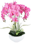 Τεχνητό Φυτό Σε Κασπώ Orchid 21124 Φ44x50cm Pink GloboStar Πηλός,Ύφασμα