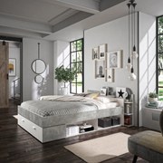 Insi Tonight Κρεβάτι διπλό με αποθηκευτικούς χώρους 171x211εκ. ( για στρώμα 140x190εκ. ) Λευκό / Beton 0041.GM40