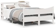 vidaXL Πλαίσιο Κρεβατιού με Κεφαλάρι Λευκό 140x200 εκ. από Μασίφ Πεύκο