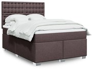 vidaXL Κρεβάτι Boxspring με Στρώμα Σκούρο Καφέ 140x190 εκ. Υφασμάτινο