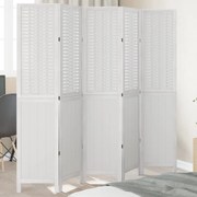 vidaXL Διαχωριστικό Χώρου με 5 Πάνελ Λευκό από Μασίφ Ξύλο Παυλώνιας