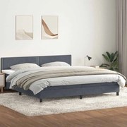 Κρεβάτι Boxspring με Στρώμα Σκούρο Γκρι 180x210 εκ. Βελούδινο - Γκρι