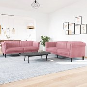 vidaXL Σετ Σαλονιού 2 Τεμαχίων Ροζ από Βελούδο